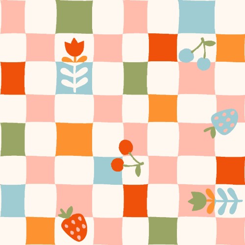 Drap Housse Motif Vichy Fruité et Floral