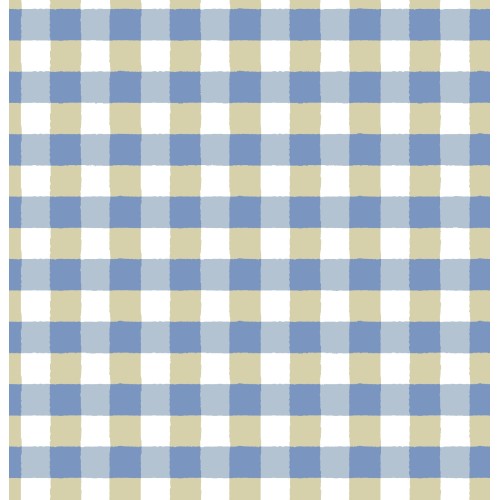 Drap Housse Vichy Bleu & Sable – Confection Française