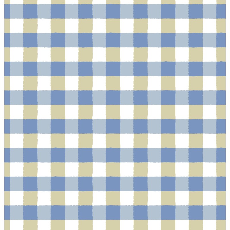 Drap Housse Vichy Bleu & Sable – Confection Française