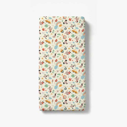 Drap housse enfant motif ludique made in France