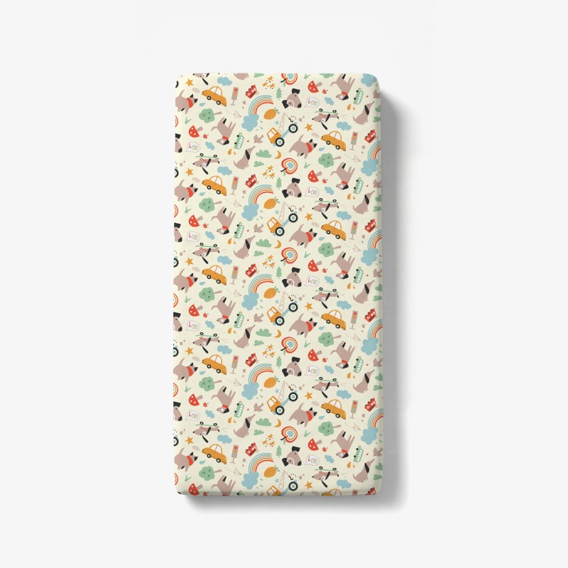 Drap housse enfant motif ludique made in France